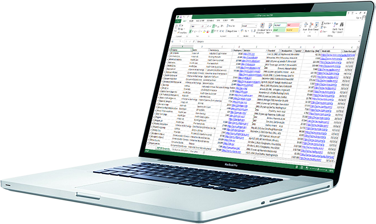 Excel file on a computer